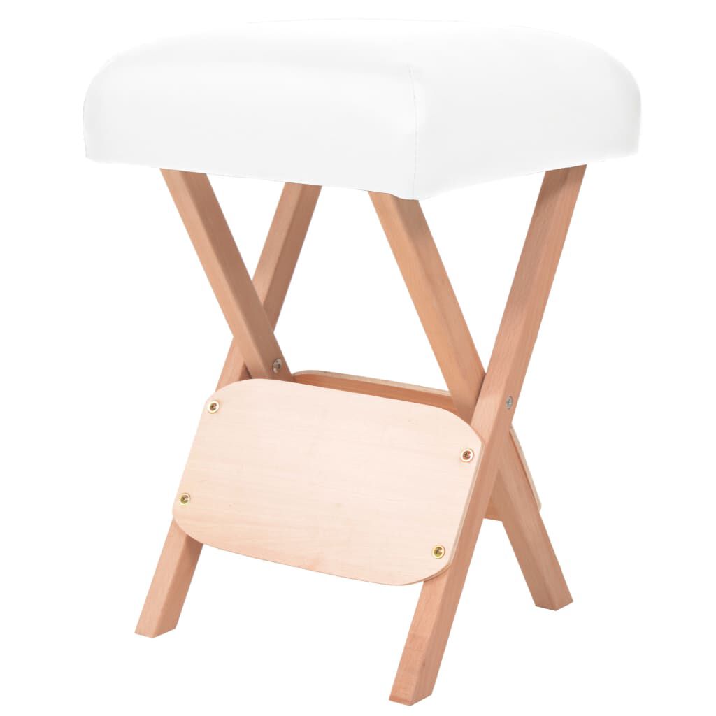 vidaXL Folding Massage Stool with 12 cm Thick Seat White