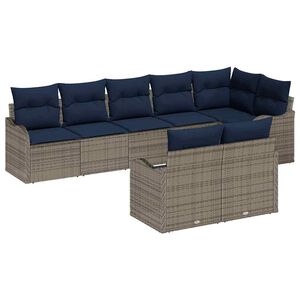 vidaXL Garden Sofa Set 8 pcs Grey Poly Rattan