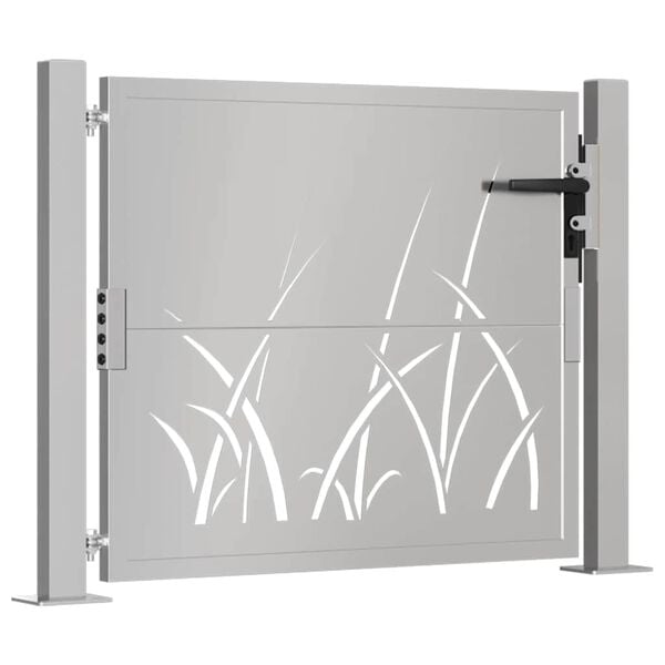 vidaXL Garden Gate 105x105 cm Corten Steel Grass Design