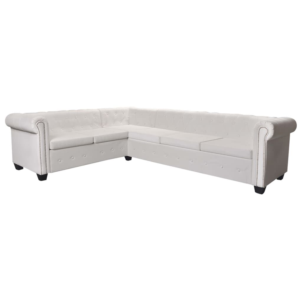 vidaXL Chesterfield Corner Sofa 6-Seater White Faux Leather