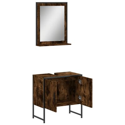 vidaXL 2 Piece Bathroom Cabinet Set Smoked Oak Engineered Wood