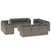 vidaXL 13 Piece Garden Lounge Set with Cushions Grey Poly Rattan