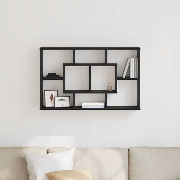 vidaXL Wall Shelf Black Oak 85 x 16 x 52.5 cm Engineered Wood