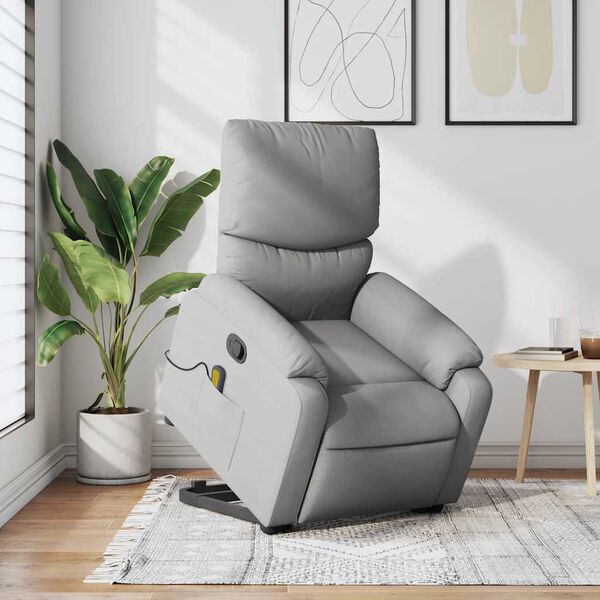 vidaXL Stand up Massage Recliner Chair Light Grey Fabric