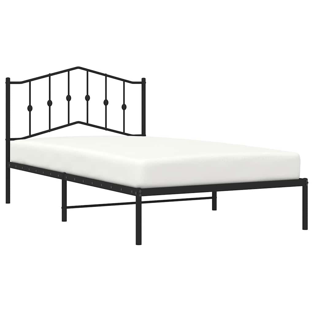 vidaXL Metal Bed Frame without Mattress with Headboard Black 100x200cm