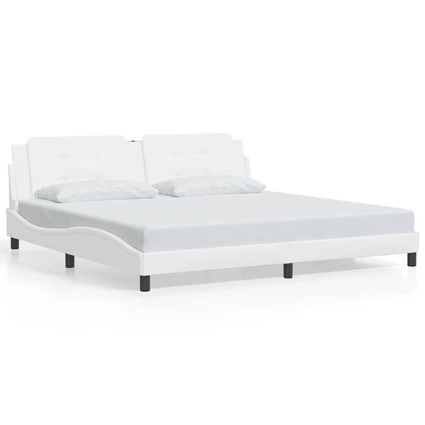 vidaXL Bed Frame without Mattress "Zadar" White 193x203 cm Faux Leather