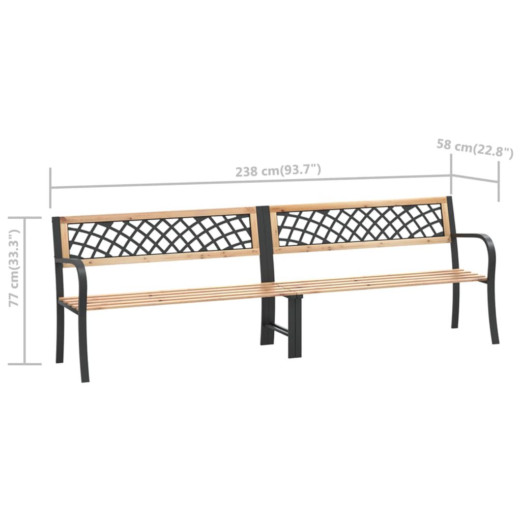 vidaXL Twin Garden Bench 238 cm Chinese Fir Wood