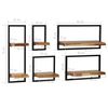 vidaXL Wall Shelf Set 5 Pieces Solid Acacia Wood and Steel