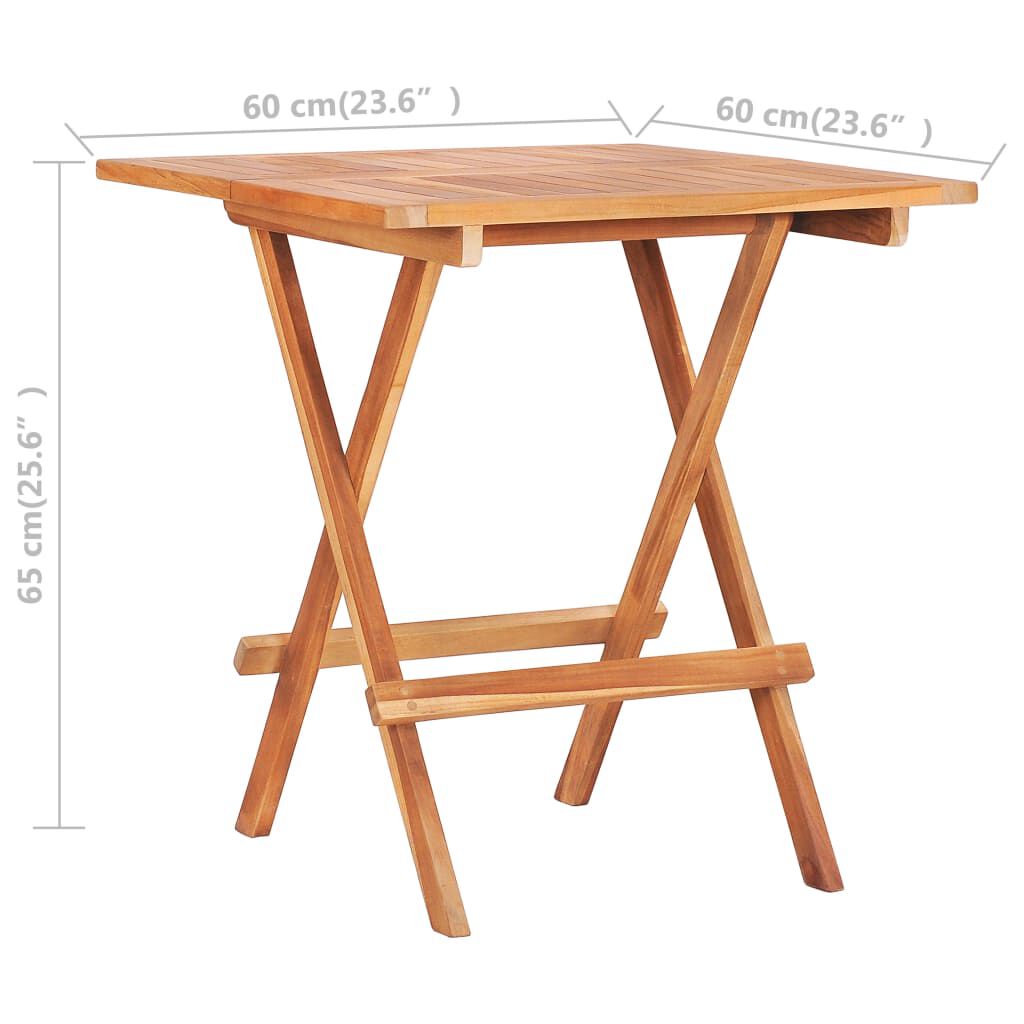 vidaXL 3 Piece Bistro Set with Cream Cushions Solid Teak Wood