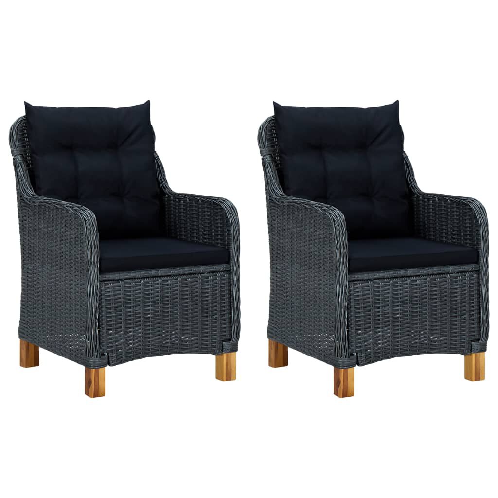 vidaXL 3 Piece Garden Lounge Set with Cushions Poly Rattan Dark Grey