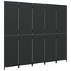 vidaXL Room Divider 5 Panels Black Poly Rattan