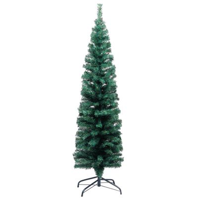 vidaXL Slim Artificial Pre-lit Christmas Tree with Ball Set Green 150 cm
