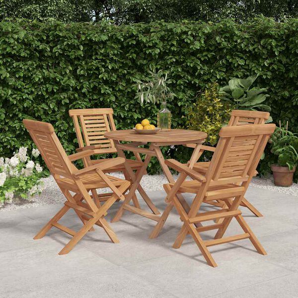vidaXL 5 Piece Garden Dining Set Solid Wood Teak