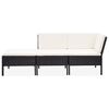 vidaXL 3 Piece Garden Lounge Set with Cushions Poly Rattan Black