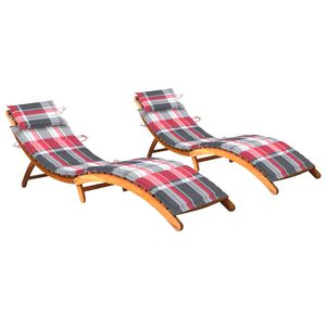 vidaXL Sun Loungers 2 pcs with Cushions Solid Acacia Wood