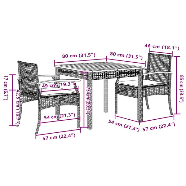 vidaXL 4 Piece Garden Dining Set with Cushions Beige Poly Rattan