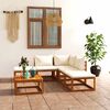 vidaXL 6 Piece Garden Lounge Set with Cushion Cream Solid Acacia Wood