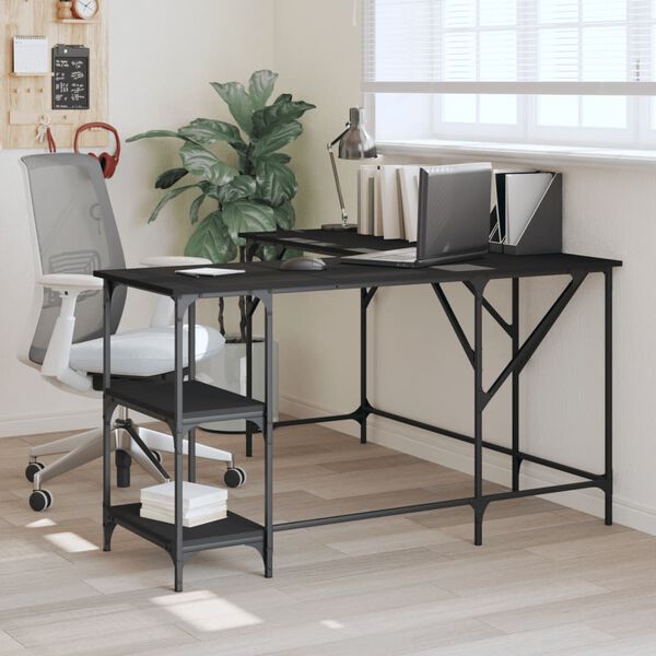 vidaXL Desk Black 139x139x75 cm Engineered Wood