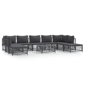 vidaXL 10 Piece Garden Lounge Set with Cushions Anthracite Steel