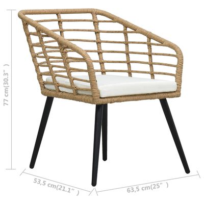 vidaXL Garden Chairs with Cushions 2 pcs Poly Rattan Oak