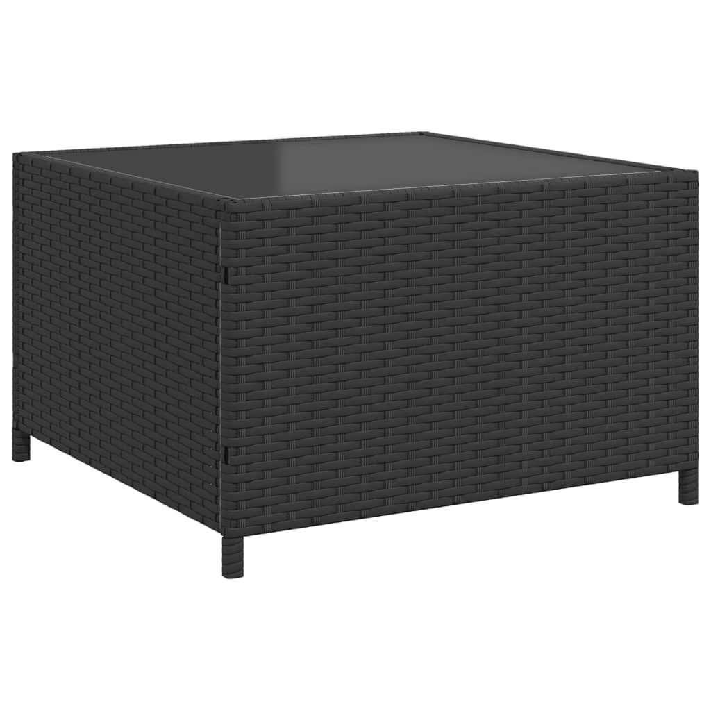 vidaXL Garden Sofa with Table and Cushions L-Shaped Black Poly Rattan