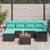 vidaXL Garden Sofa Set with Cushion 7 pcs Black and Turquoise