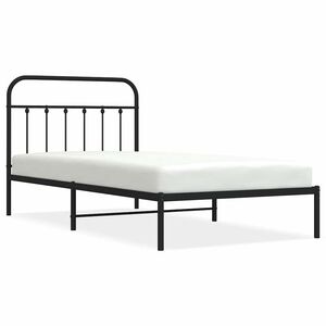 vidaXL Metal Bed Frame without Mattress with Headboard Black 100x200cm