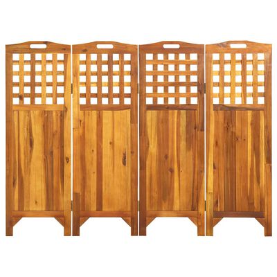 vidaXL 4-Panel Room Divider 161x2x120 cm Solid Acacia Wood
