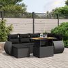 vidaXL 8 Piece Garden Sofa Set with Cushions Black Poly Rattan Acacia