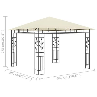 vidaXL Gazebo with Mosquito Net 3x3x2.73 m Cream 180 g/m²