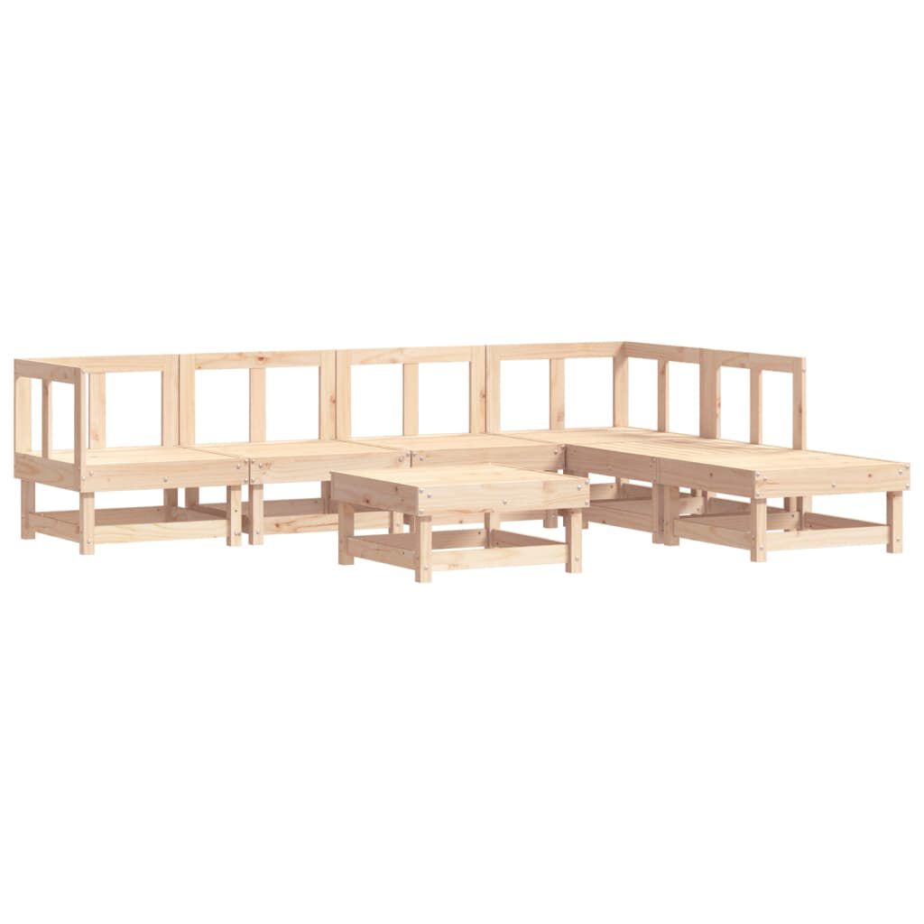 vidaXL 7 Piece Garden Lounge Set Solid Wood Pine
