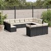 vidaXL 13 Piece Garden Sofa Set with Cushions Black Poly Rattan