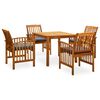vidaXL 5 Piece Garden Dining Set with Cushions Solid Acacia Wood