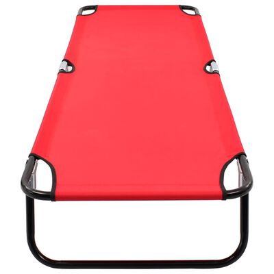 vidaXL Folding Sun Lounger Red Steel