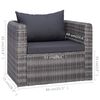 vidaXL 6 Piece Garden Sofa Set with Cushions & Pillows Poly Rattan Grey