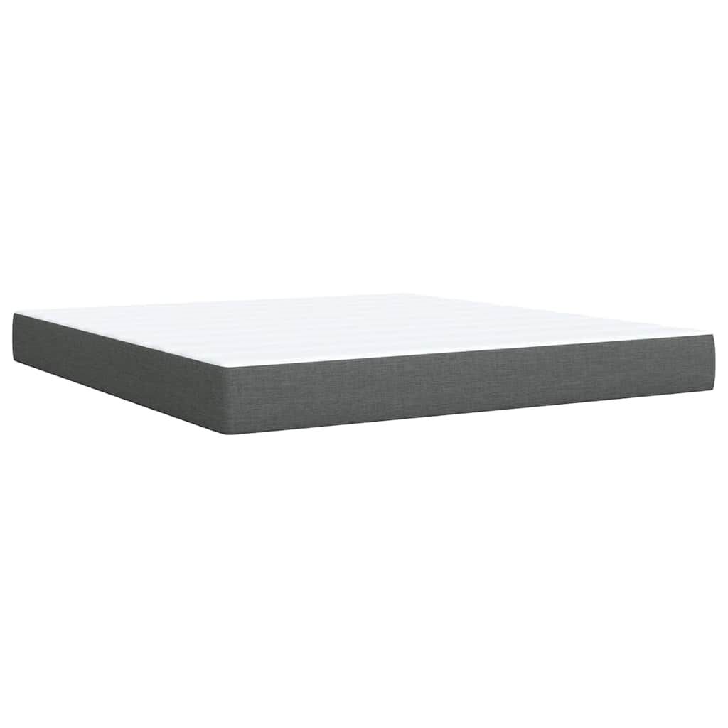 vidaXL Box Spring Bed with Mattress Dark Grey California King Fabric