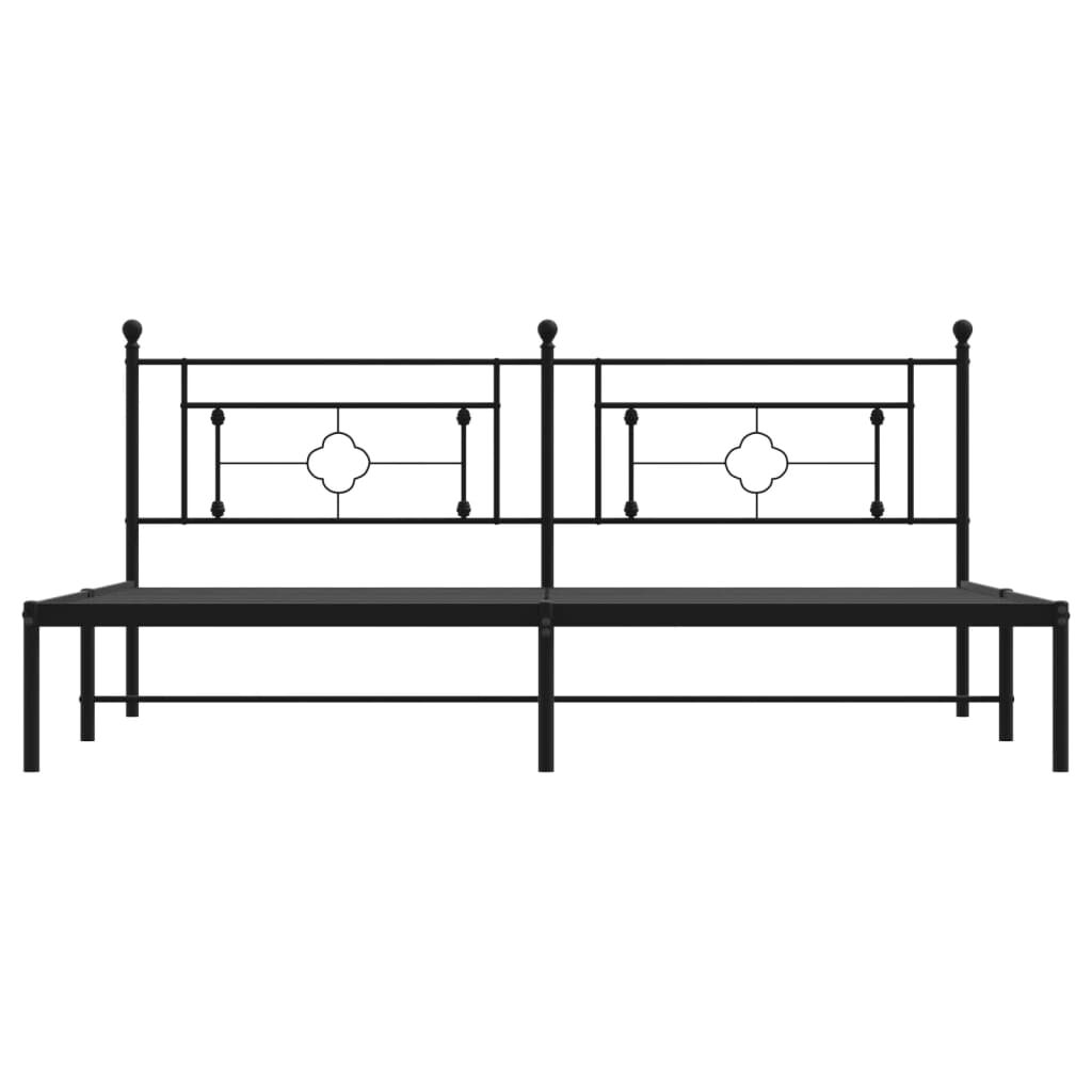 vidaXL Metal Bed Frame without Mattress with Headboard Black 193x203cm