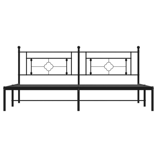 vidaXL Metal Bed Frame without Mattress with Headboard Black 193x203cm