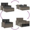 vidaXL Garden Sofa with Cushions 2-Seater Grey Poly Rattan