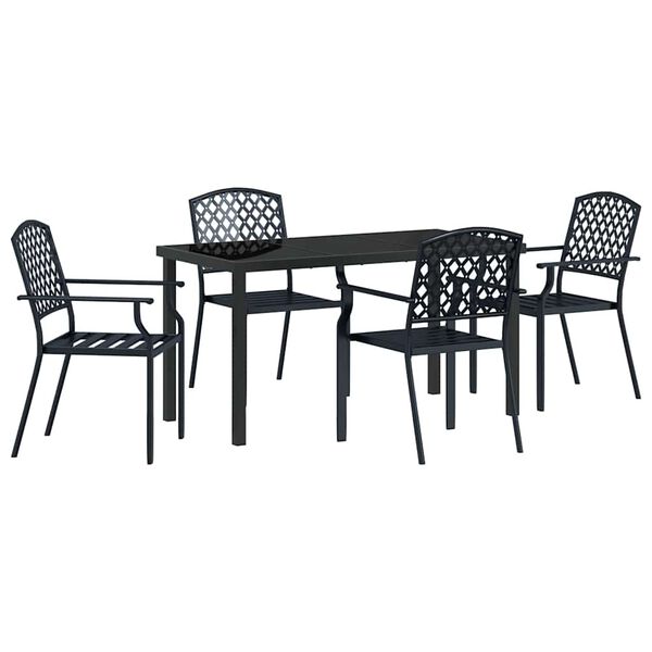 vidaXL Garden Dining Set 5 pcs Anthracite Powder-Coated Steel