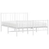 vidaXL Metal Bed Frame without Mattress with Footboard White 150x200cm