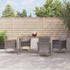 vidaXL 5 Piece Garden Dining Set with Cushions Grey Poly Rattan