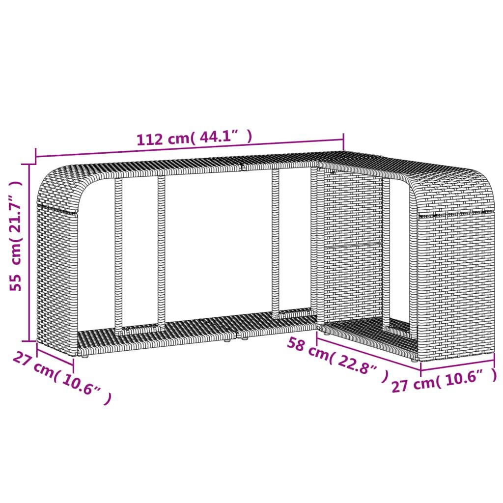 vidaXL Storage Shelves 2 pcs Black Poly Rattan