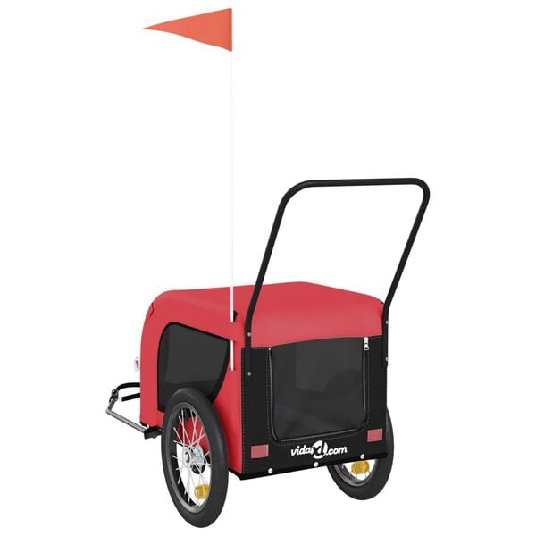 vidaXL Pet Bike Trailer Red and Black Oxford Fabric and Iron