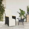 vidaXL Reclining Garden Chair with Cushions Black Poly Rattan