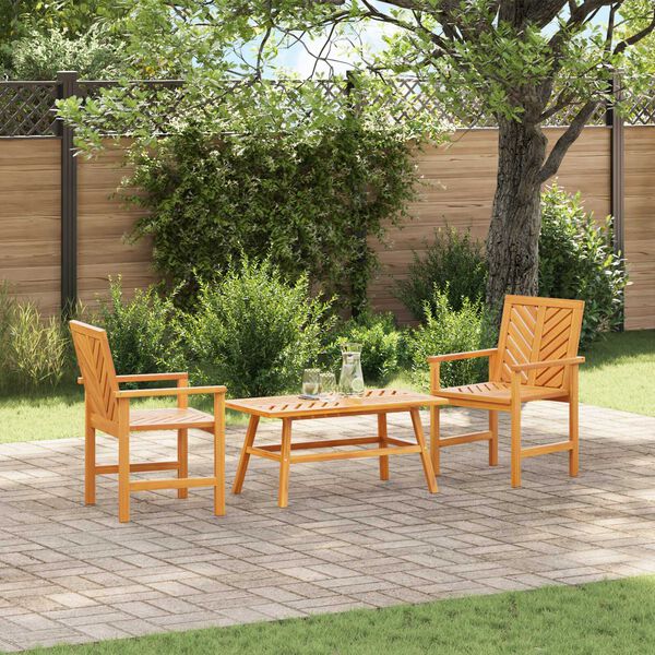 vidaXL 3 Piece Garden Lounge Set Solid Wood Acacia