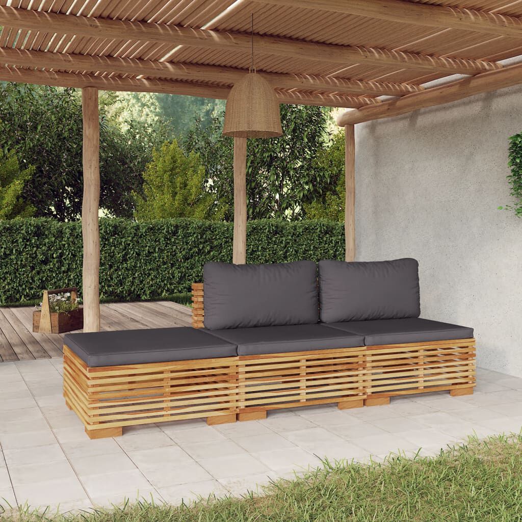 vidaXL 3 Piece Garden Lounge Set with Cushions Solid Wood Teak