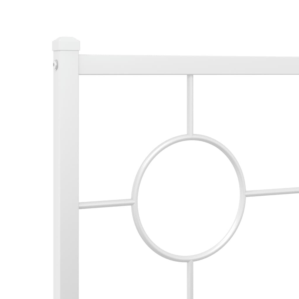vidaXL Metal Bed Frame without Mattress with Headboard White 150x200cm