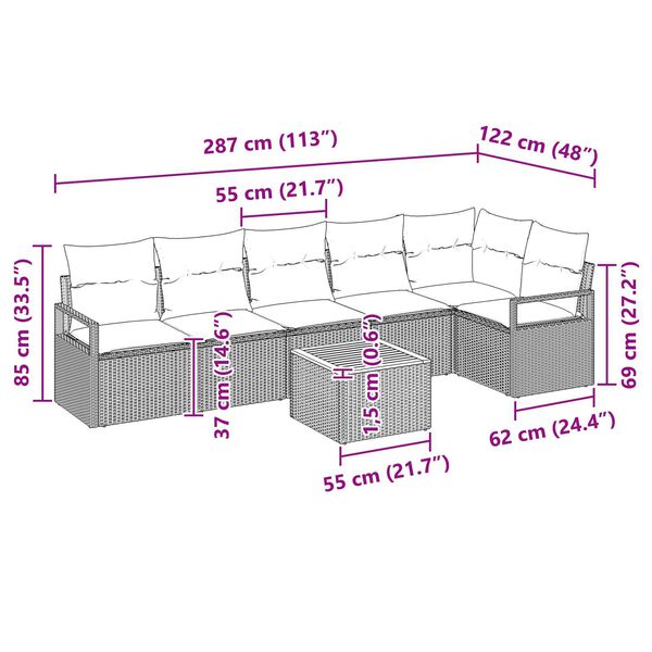 vidaXL Garden Sofa Set 7 pcs Black and turquoise