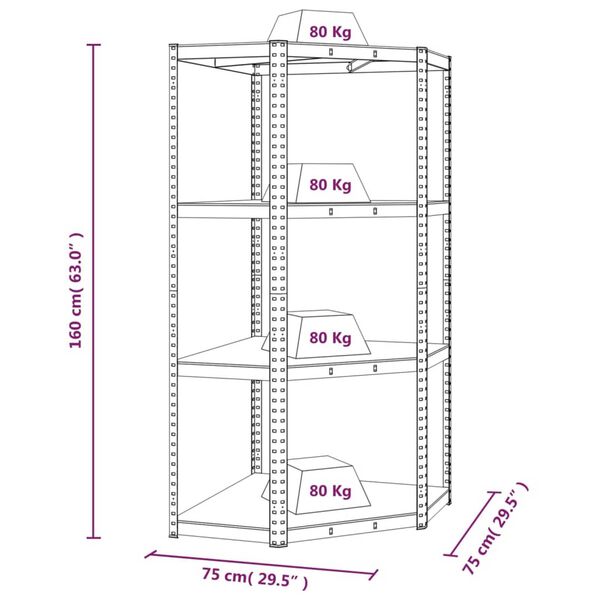 vidaXL 4-Layer Shelves 5 pcs Blue Steel&Engineered Wood